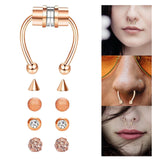 Maxbell Fake Nose Ring Magnetic Non Piercing Punk Style Fashion Gifts for Men Women Rose Gold