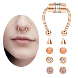 Maxbell Fake Nose Ring Magnetic Non Piercing Punk Style Fashion Gifts for Men Women Rose Gold