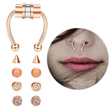 Maxbell Fake Nose Ring Magnetic Non Piercing Punk Style Fashion Gifts for Men Women Rose Gold