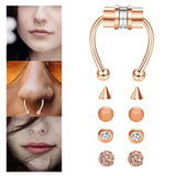 Maxbell Fake Nose Ring Magnetic Non Piercing Punk Style Fashion Gifts for Men Women Rose Gold