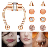 Maxbell Fake Nose Ring Magnetic Non Piercing Punk Style Fashion Gifts for Men Women Rose Gold