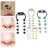 Maxbell 5 Set Magnetic Fake Nose Ring Nose Jewelry Stainless Steel Nose Hoop Ring