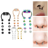 Maxbell 5 Set Magnetic Fake Nose Ring Nose Jewelry Stainless Steel Nose Hoop Ring