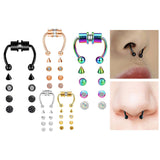 Maxbell 5 Set Magnetic Fake Nose Ring Nose Jewelry Stainless Steel Nose Hoop Ring