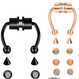 Maxbell 5 Set Magnetic Fake Nose Ring Nose Jewelry Stainless Steel Nose Hoop Ring