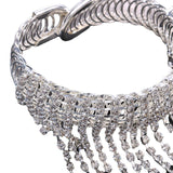 Maxbell Upper Arm Cuff Bracelet Tassel Chain Shining Rhinestone for Party