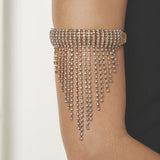 Maxbell Upper Arm Cuff Bracelet Tassel Chain Shining Rhinestone for Party