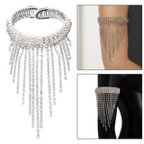 Maxbell Upper Arm Cuff Bracelet Tassel Chain Shining Rhinestone for Party