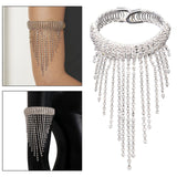 Maxbell Upper Arm Cuff Bracelet Tassel Chain Shining Rhinestone for Party