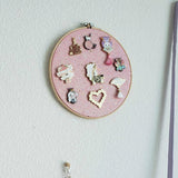 Maxbell Round Brooch Pin Organizer Delicate Glittering for Lapels Badges Earrings Pink