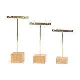 Maxbell T Bar Jewelry Display Stand Organizer for Earrings Rings Square Grooved Gold