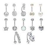 Maxbell 12Pcs Trendy Belly Button Rings Set Piercing Jewelry Barbells Long Dangle