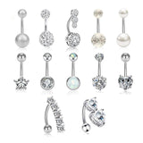 Maxbell 12Pcs Trendy Belly Button Rings Set Piercing Jewelry Barbells Long Dangle