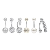 Maxbell 12Pcs Trendy Belly Button Rings Set Piercing Jewelry Barbells Long Dangle