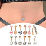 Maxbell 12Pcs Belly Button Rings Piercing Jewelry Body Belly Ring Dangle for Women