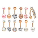 Maxbell 12Pcs Belly Button Rings Piercing Jewelry Body Belly Ring Dangle for Women