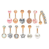 Maxbell 12Pcs Belly Button Rings Piercing Jewelry Body Belly Ring Dangle for Women