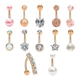 Maxbell 12Pcs Belly Button Rings Piercing Jewelry Body Belly Ring Dangle for Women