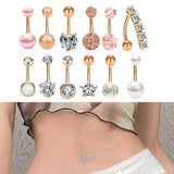 Maxbell 12Pcs Belly Button Rings Piercing Jewelry Body Belly Ring Dangle for Women