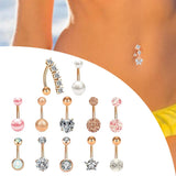 Maxbell 12Pcs Belly Button Rings Piercing Jewelry Body Belly Ring Dangle for Women