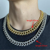 Maxbell Cuban Chain Hip Hop Jewelry with Rhinestone for Mens Women Daily Wear Golden 18inches