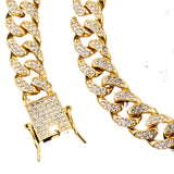 Maxbell Cuban Chain Hip Hop Jewelry with Rhinestone for Mens Women Daily Wear Golden 18inches