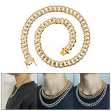 Maxbell Cuban Chain Hip Hop Jewelry with Rhinestone for Mens Women Daily Wear Golden 18inches