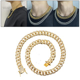 Maxbell Cuban Chain Hip Hop Jewelry with Rhinestone for Mens Women Daily Wear Golden 18inches