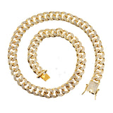 Maxbell Cuban Chain Hip Hop Jewelry with Rhinestone for Mens Women Daily Wear Golden 18inches