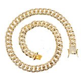 Maxbell Cuban Chain Hip Hop Jewelry with Rhinestone for Mens Women Daily Wear Golden 18inches