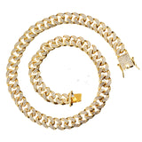 Maxbell Cuban Chain Hip Hop Jewelry with Rhinestone for Mens Women Daily Wear Golden 18inches