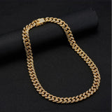 Maxbell Cuban Chain Hip Hop Jewelry with Rhinestone for Mens Women Daily Wear Golden 18inches