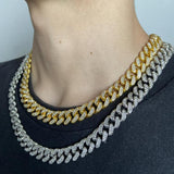 Maxbell Cuban Chain Hip Hop Jewelry with Rhinestone for Mens Women Daily Wear Golden 18inches