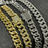 Maxbell Cuban Chain Hip Hop Jewelry with Rhinestone for Mens Women Daily Wear Golden 18inches