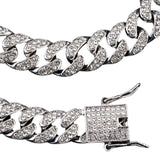 Maxbell Cuban Chain Hip Hop Jewelry with Rhinestone for Mens Women Daily Wear Silver 20inch