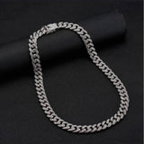 Maxbell Cuban Chain Hip Hop Jewelry with Rhinestone for Mens Women Daily Wear Silver 20inch