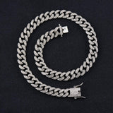 Maxbell Cuban Chain Hip Hop Jewelry with Rhinestone for Mens Women Daily Wear Silver 20inch