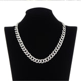 Maxbell Cuban Chain Hip Hop Jewelry with Rhinestone for Mens Women Daily Wear Silver 20inch