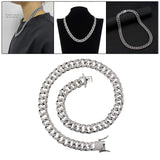 Maxbell Cuban Chain Hip Hop Jewelry with Rhinestone for Mens Women Daily Wear Silver 20inch