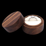 Maxbell Wood Wedding Ring Box Keepsake Round Multiuse for Commitment Wedding Decor Style A