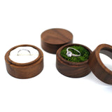 Maxbell Wood Wedding Ring Box Keepsake Round Multiuse for Commitment Wedding Decor Style A