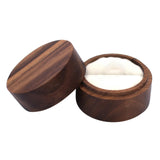 Maxbell Wood Wedding Ring Box Keepsake Round Multiuse for Commitment Wedding Decor Style A