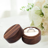 Maxbell Wood Wedding Ring Box Keepsake Round Multiuse for Commitment Wedding Decor Style A