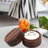 Maxbell Wood Wedding Ring Box Keepsake Round Multiuse for Commitment Wedding Decor Style A
