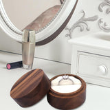 Maxbell Wood Wedding Ring Box Keepsake Round Multiuse for Commitment Wedding Decor Style A