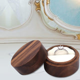 Maxbell Wood Wedding Ring Box Keepsake Round Multiuse for Commitment Wedding Decor Style A