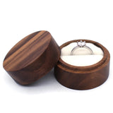 Maxbell Wood Wedding Ring Box Keepsake Round Multiuse for Commitment Wedding Decor Style A