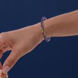 Maxbell Stretch Bracelet Round Bead Handmade for Lovers Valentine'S Day Holidays Purple