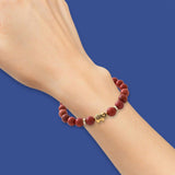 Maxbell Stretch Bracelet Round Bead Handmade for Lovers Valentine'S Day Holidays Red