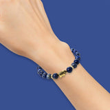 Maxbell Stretch Bracelet Round Bead Handmade for Lovers Valentine'S Day Holidays Blue